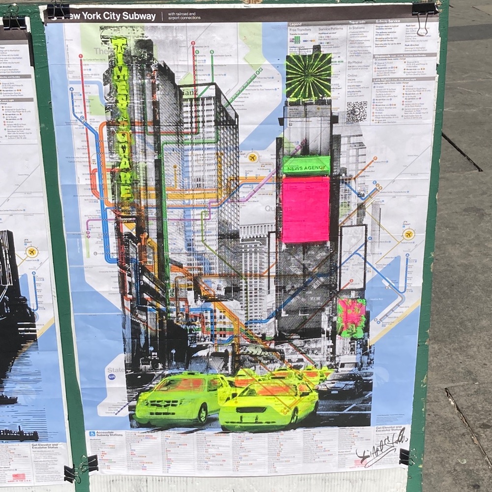 Hand Painted Original New York City Subway Map Artwork 🖼️ - Times Square
